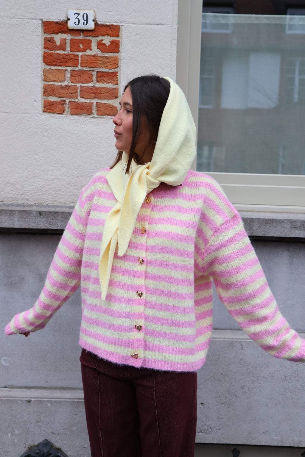 butter yellow STRIPED cardigan