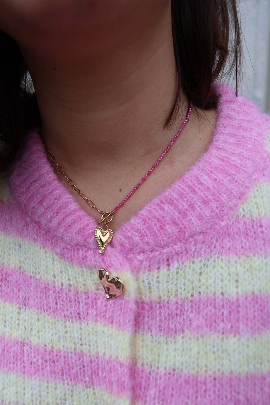 pink HEART 50/50 necklace