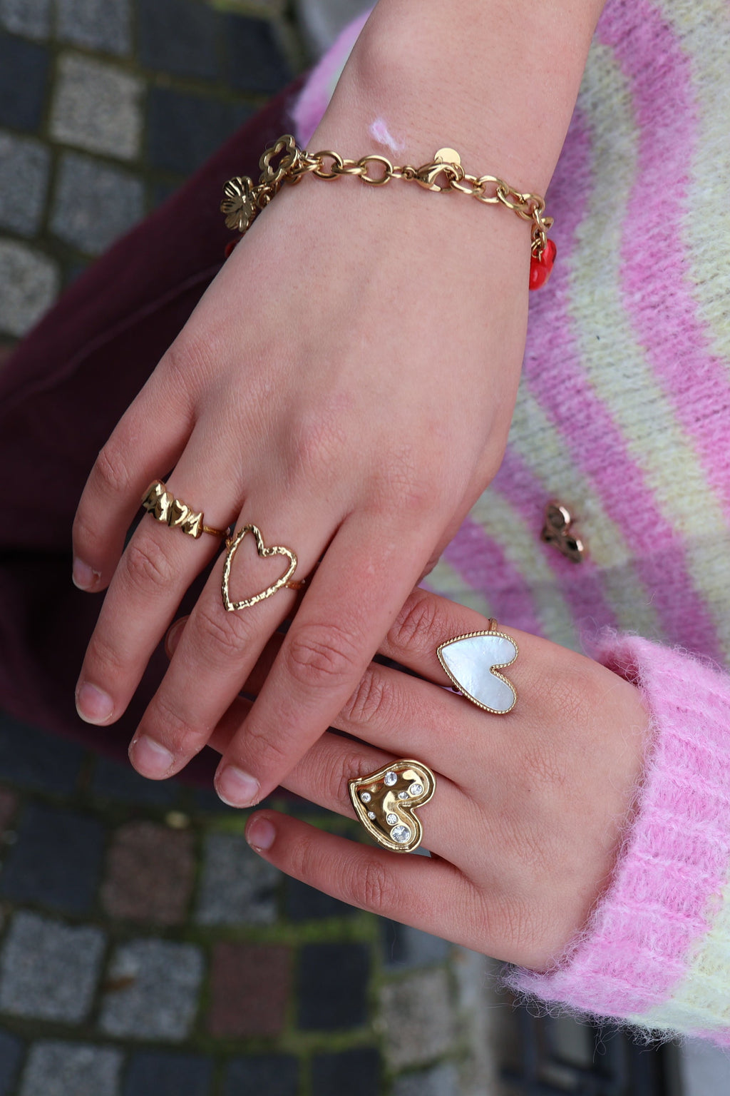 white HEART ring