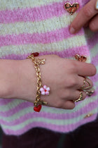 red HEART flowers bracelet