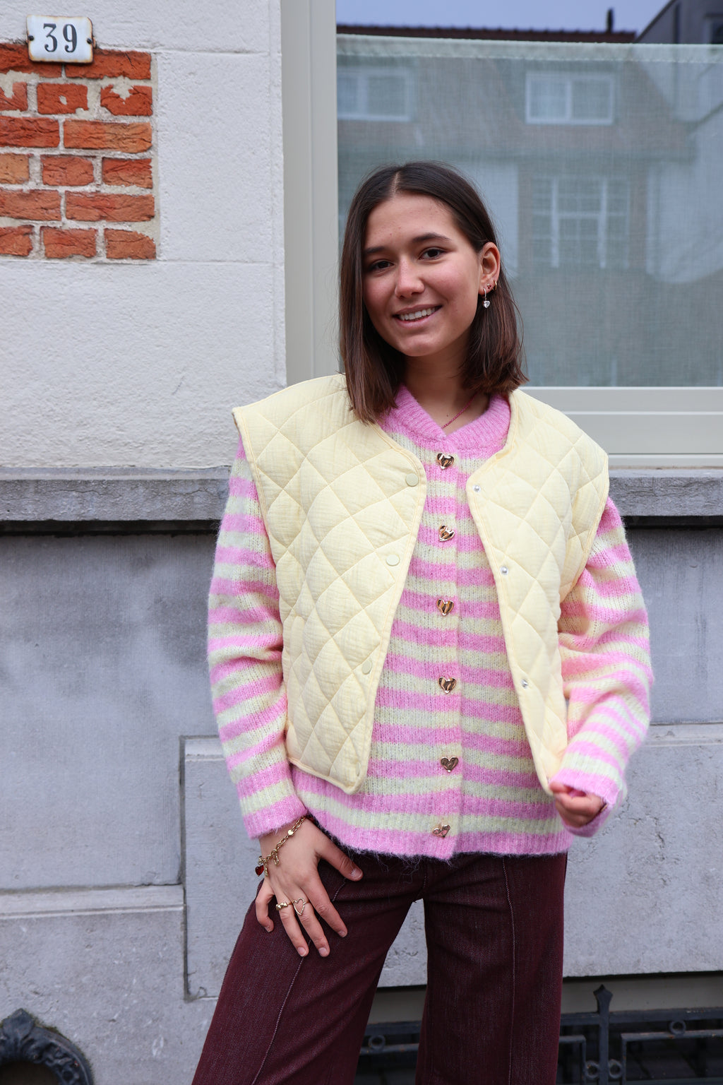 butter yellow STRIPED cardigan