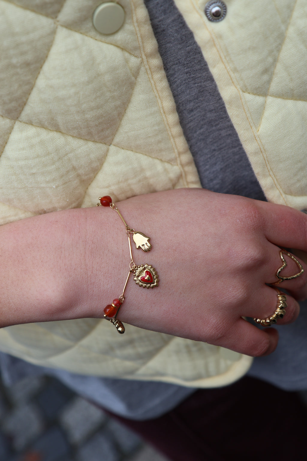 red HEART ROYAL charm bracelet