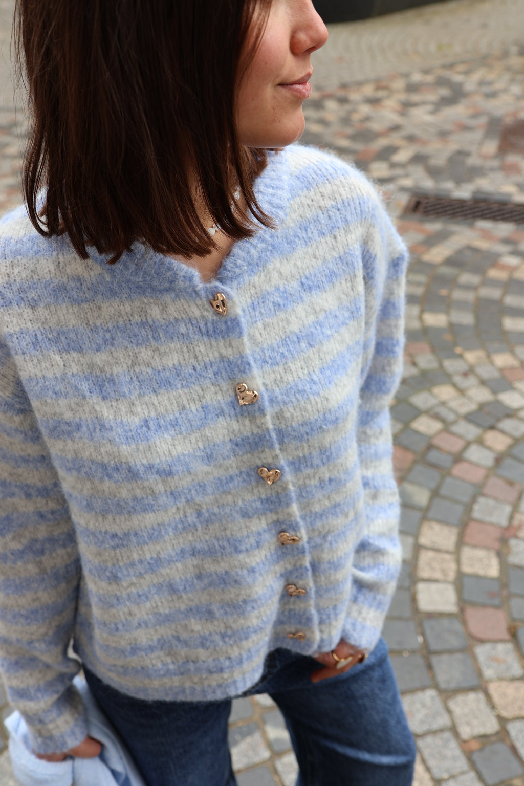 blue STRIPED cardigan