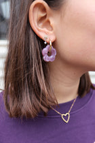 purple FLOWER earrings
