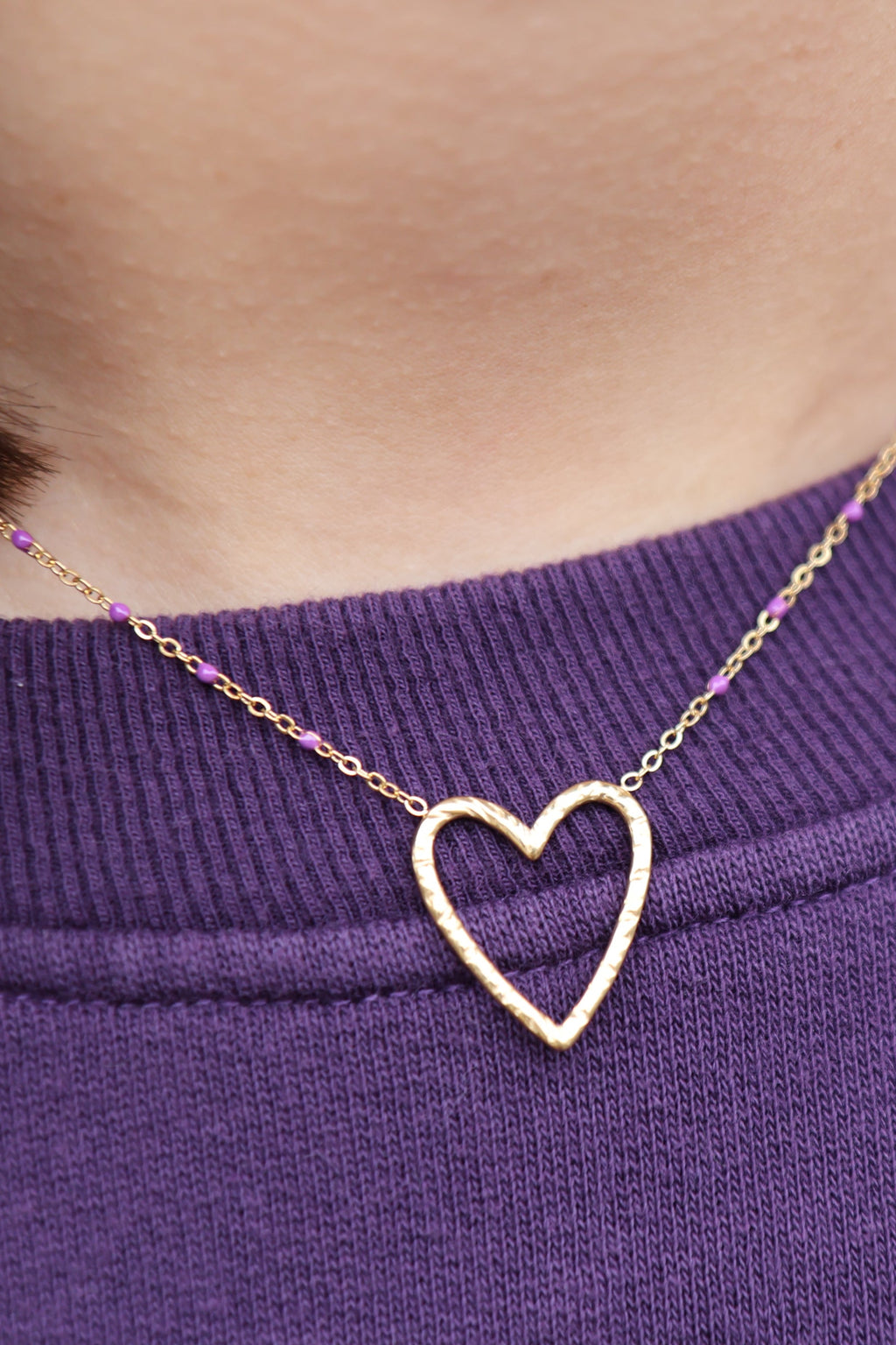 violet OPEN HEART necklace