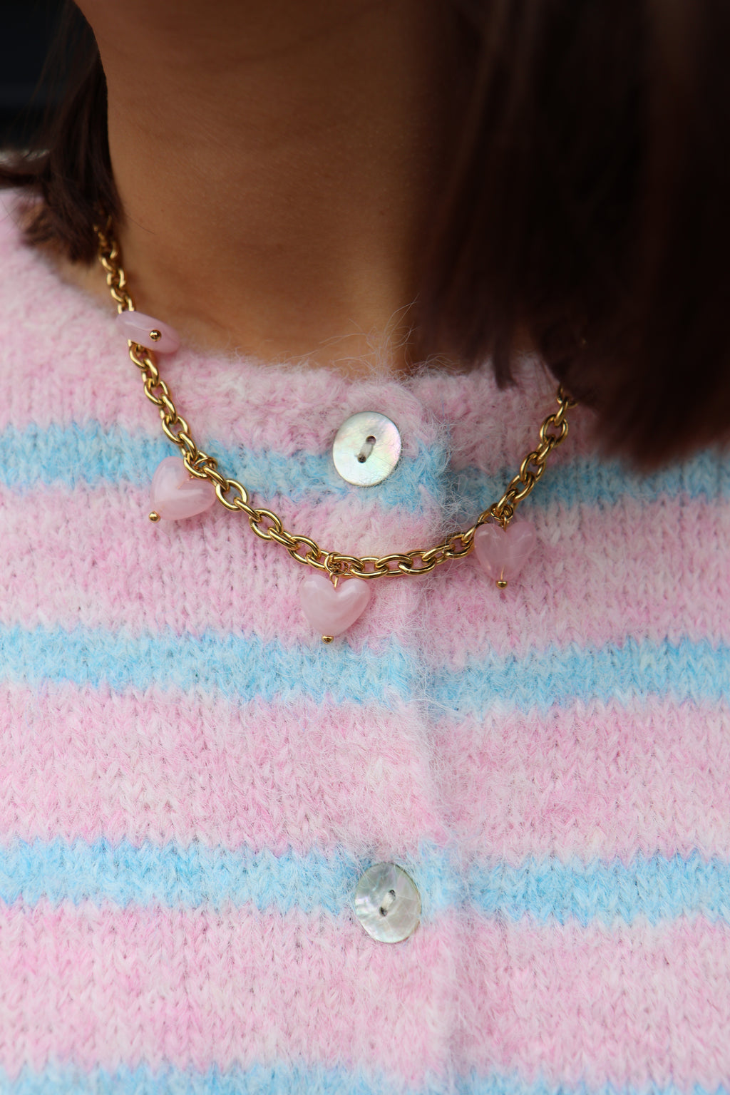 pink hearts CHARM necklace