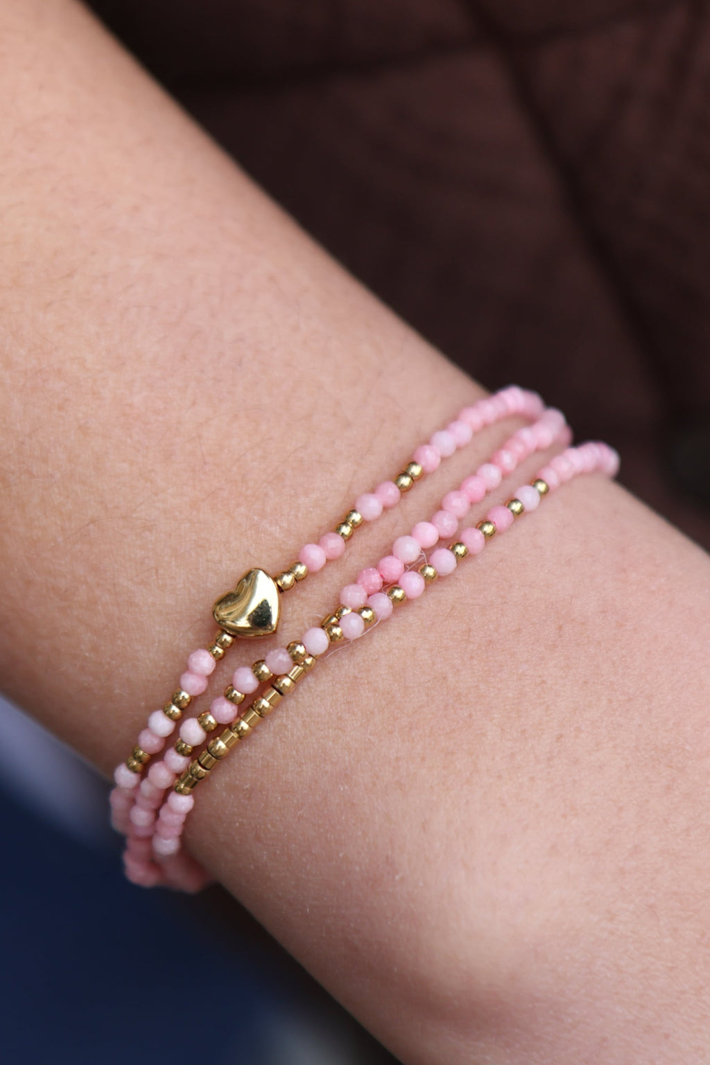pink beaded HEART bracelet