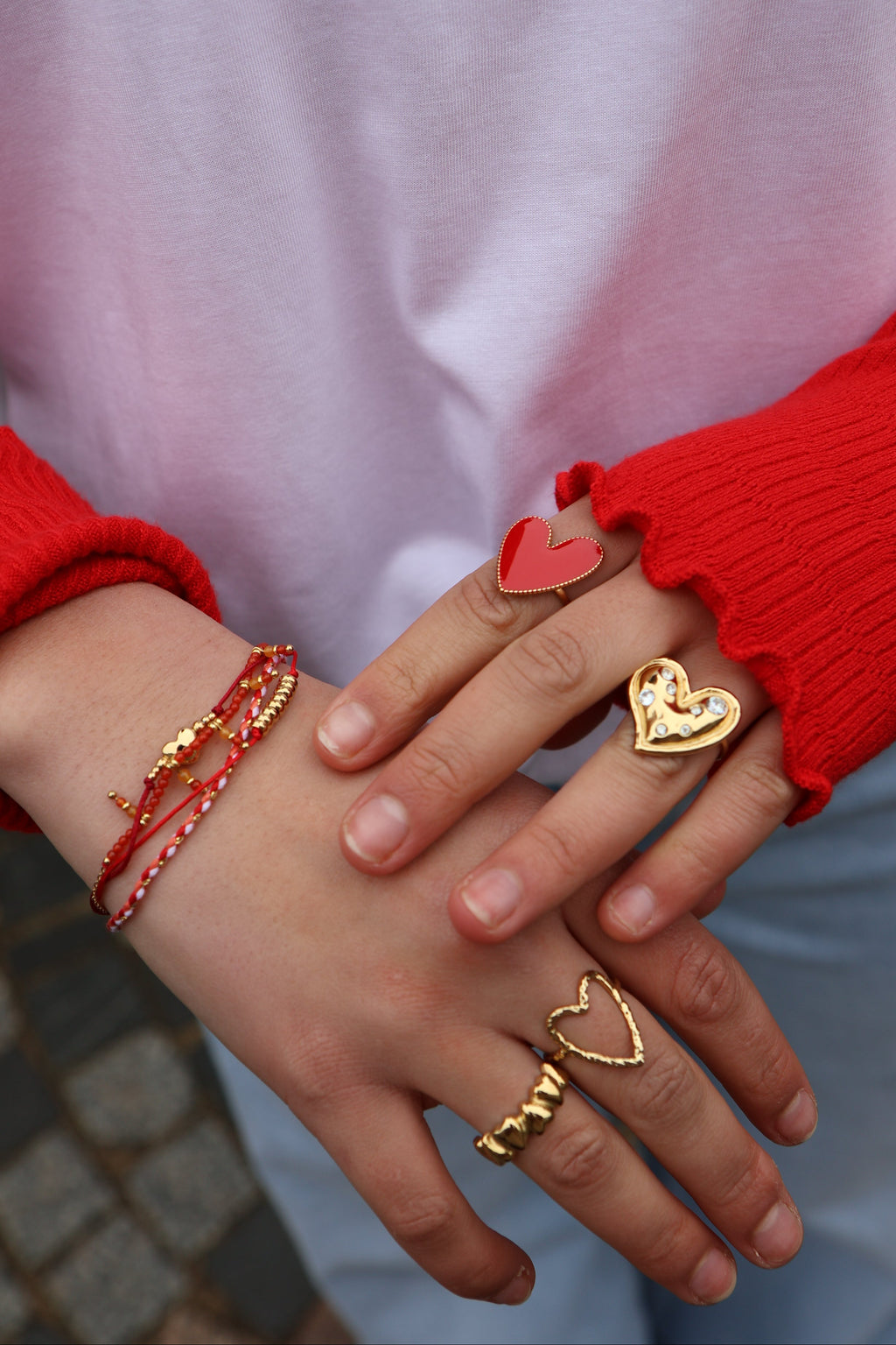 gold MULTIPLE HEARTS ring