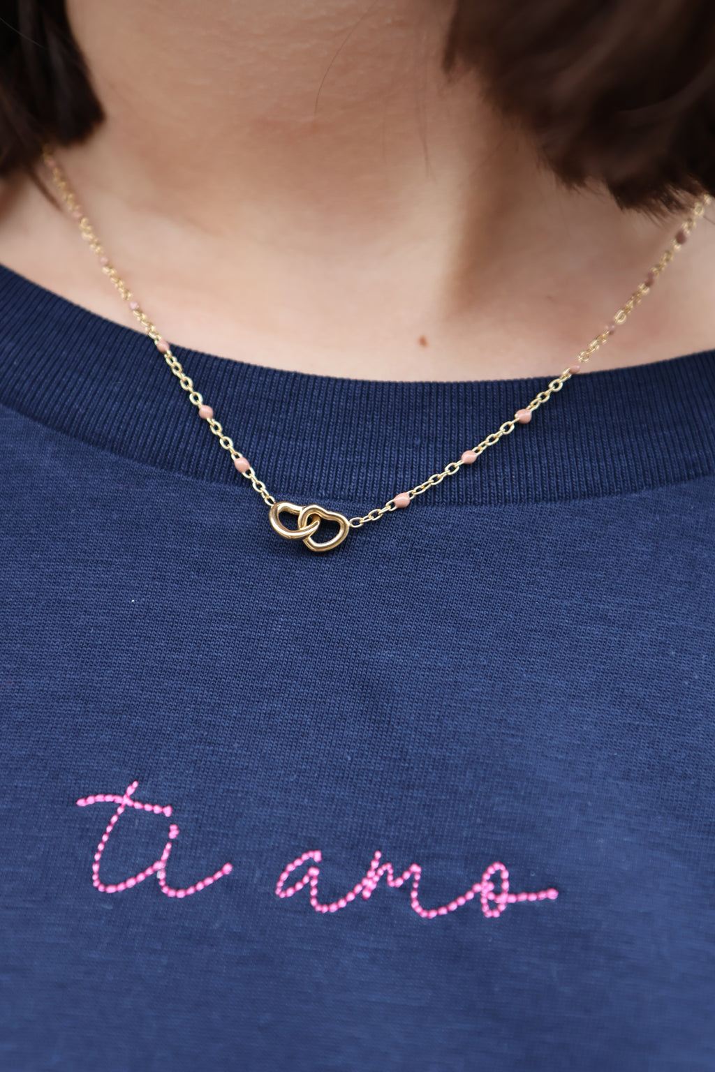 old pink CONNECTED HEART necklace