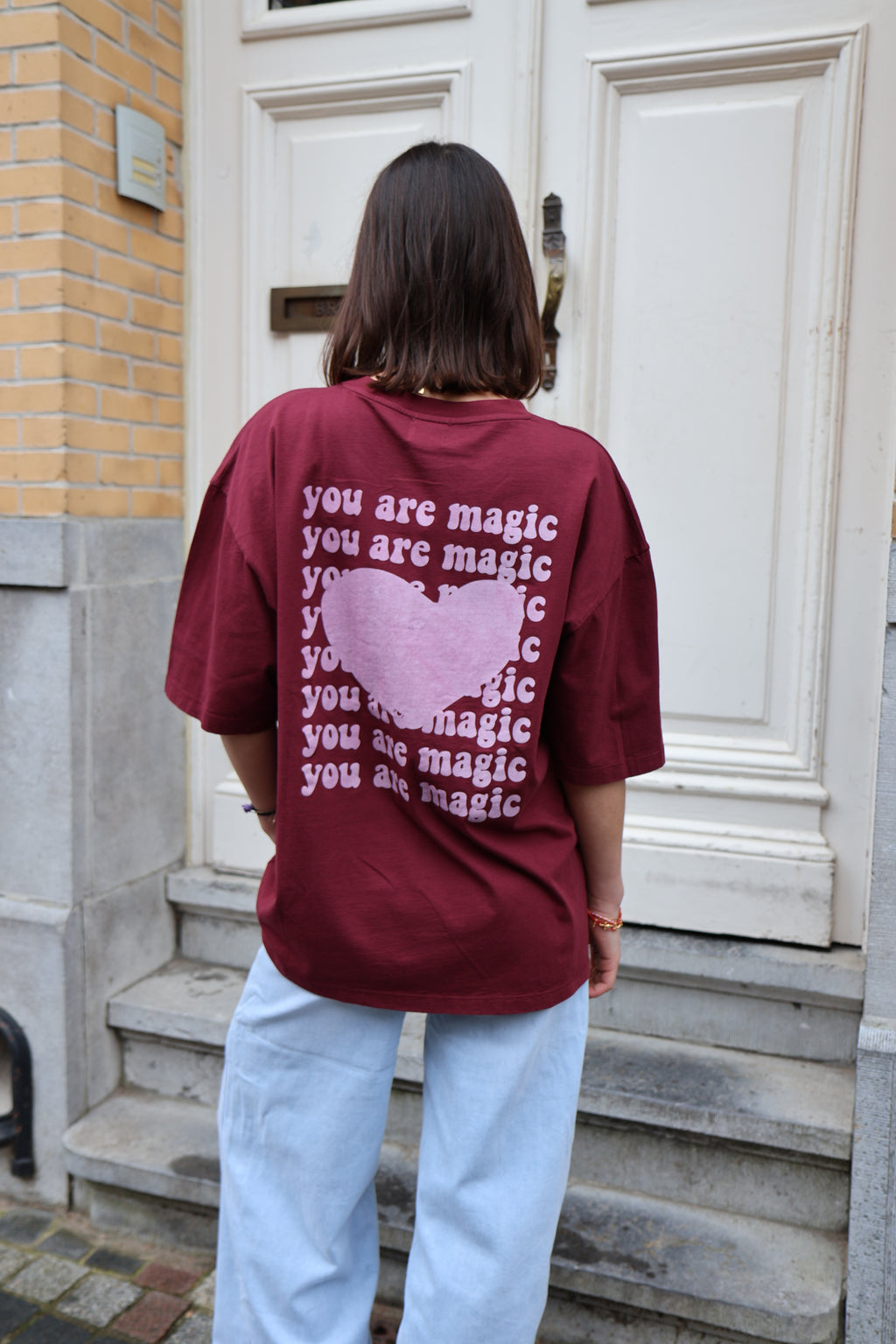 burgundy YOU ARE MAGIC t-shirt loose fit