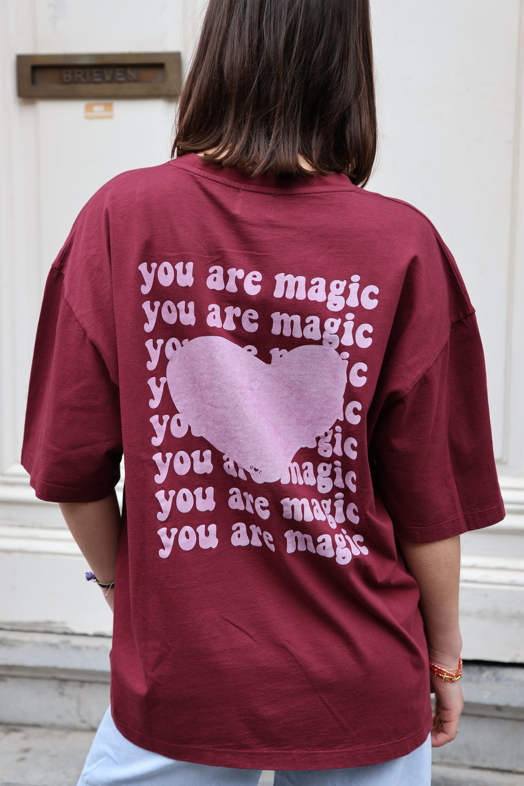 burgundy YOU ARE MAGIC t-shirt loose fit