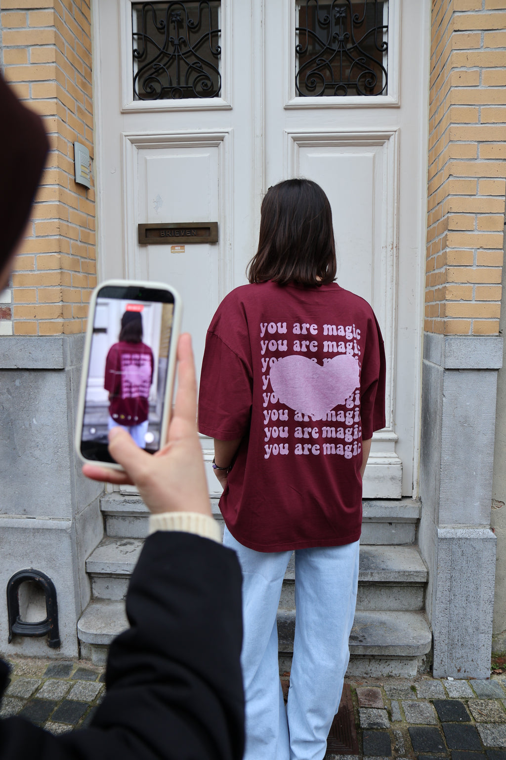 burgundy YOU ARE MAGIC t-shirt loose fit