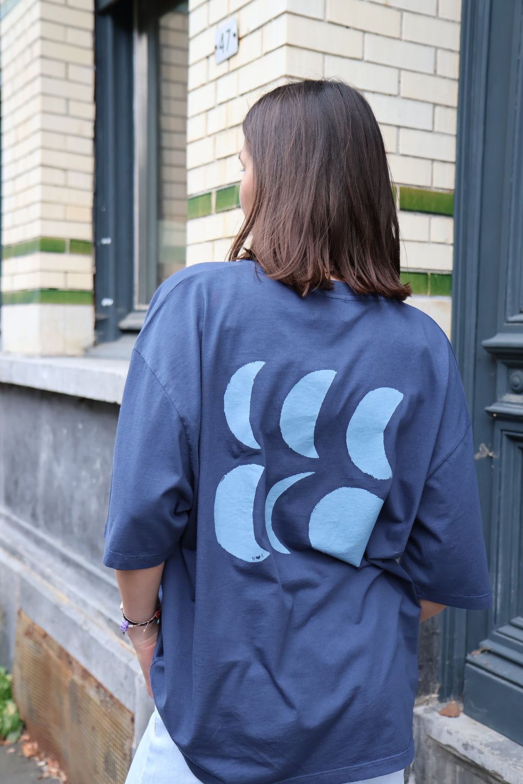 ink blue TO THE MOON loose fit t-shirt