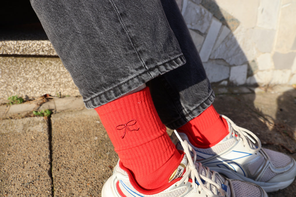 red BOW socks