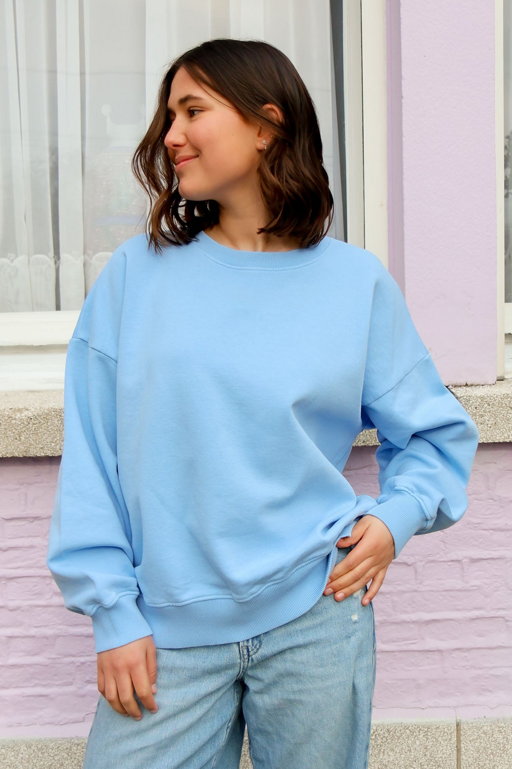light blue CLUB SOLEIL SUN sweatshirt loose fit