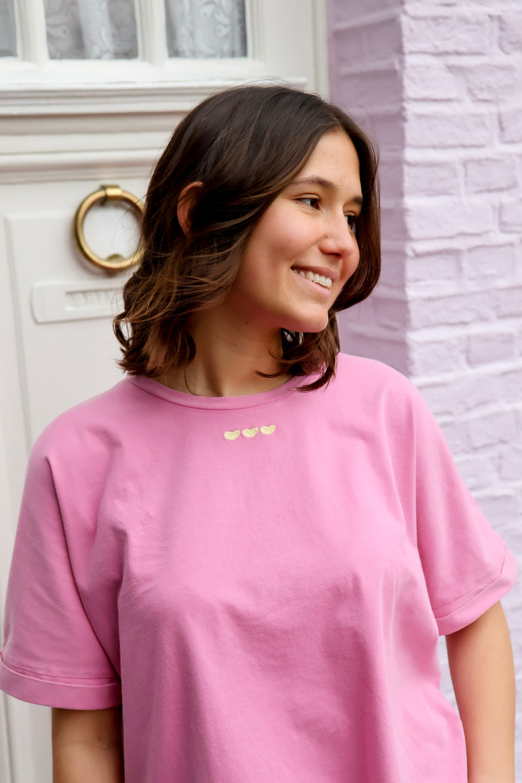 pink HEARTS t-shirt loose fit