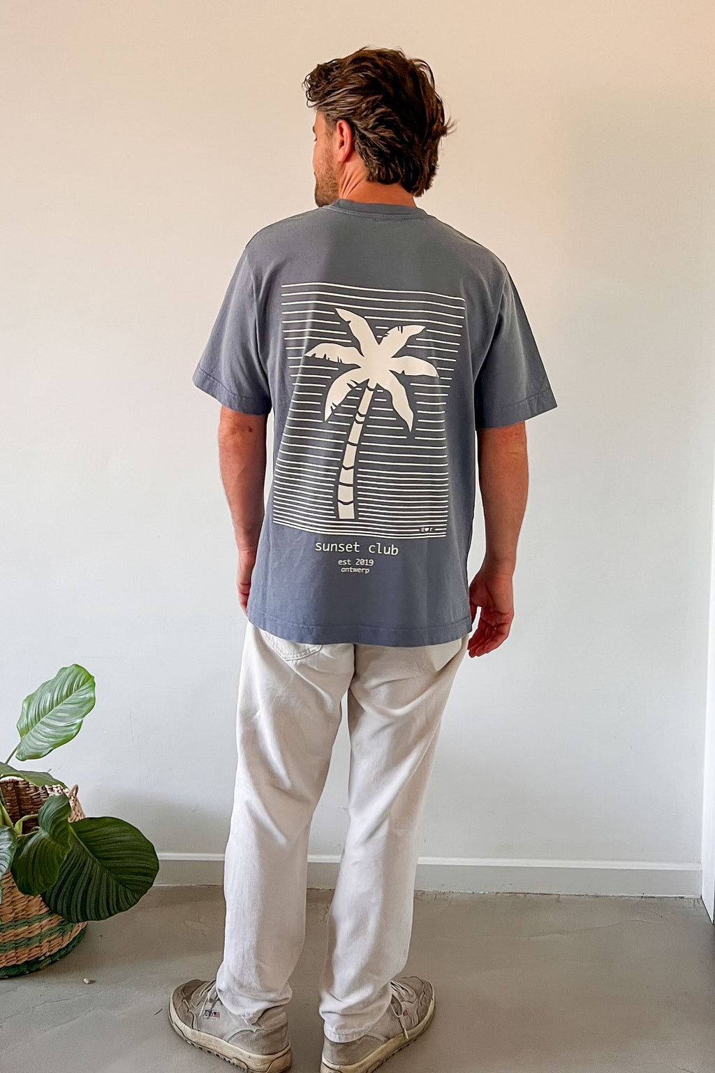 men washed grey PALMTREE t-shirt (loose fit)