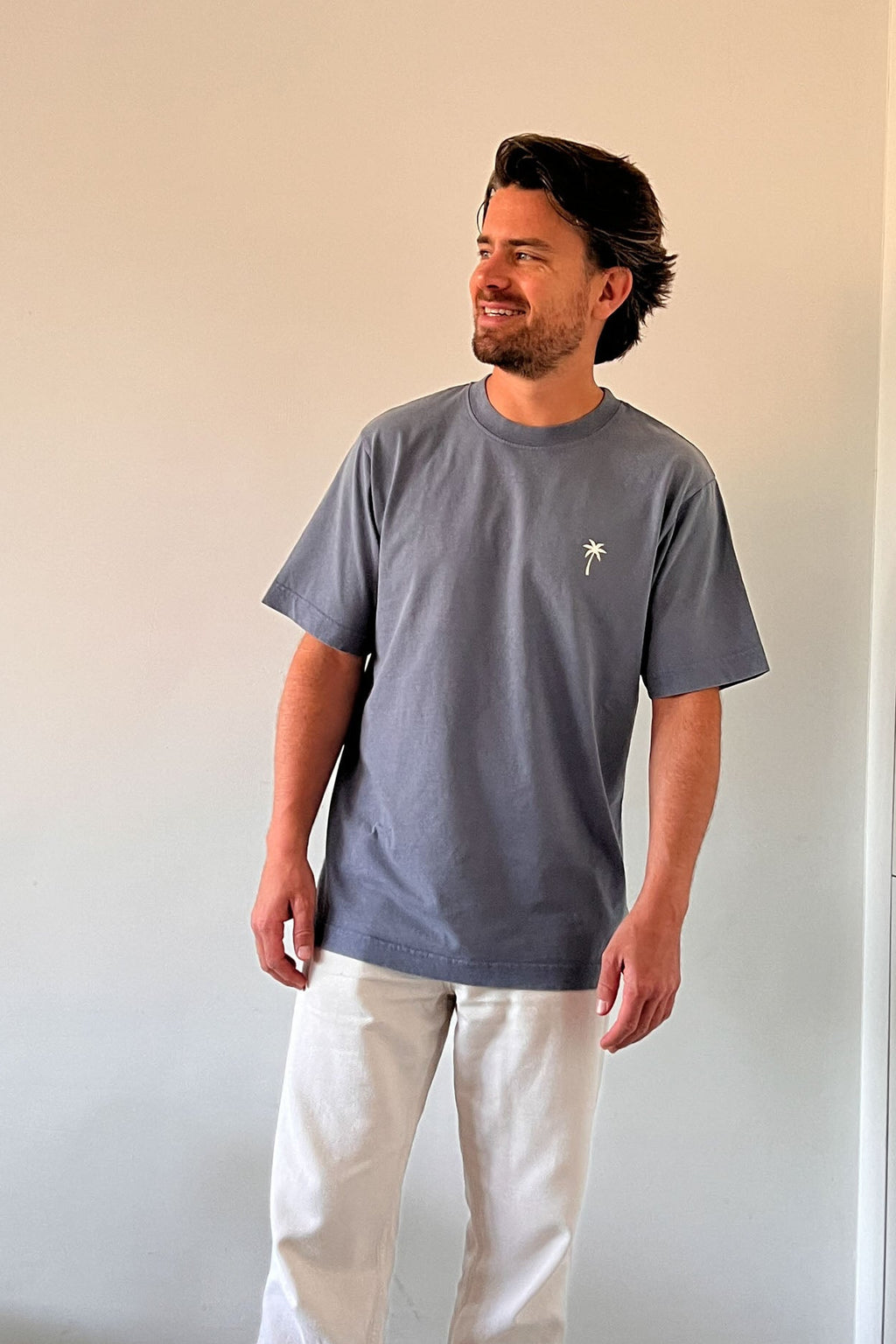 men washed grey PALMTREE t-shirt (loose fit)