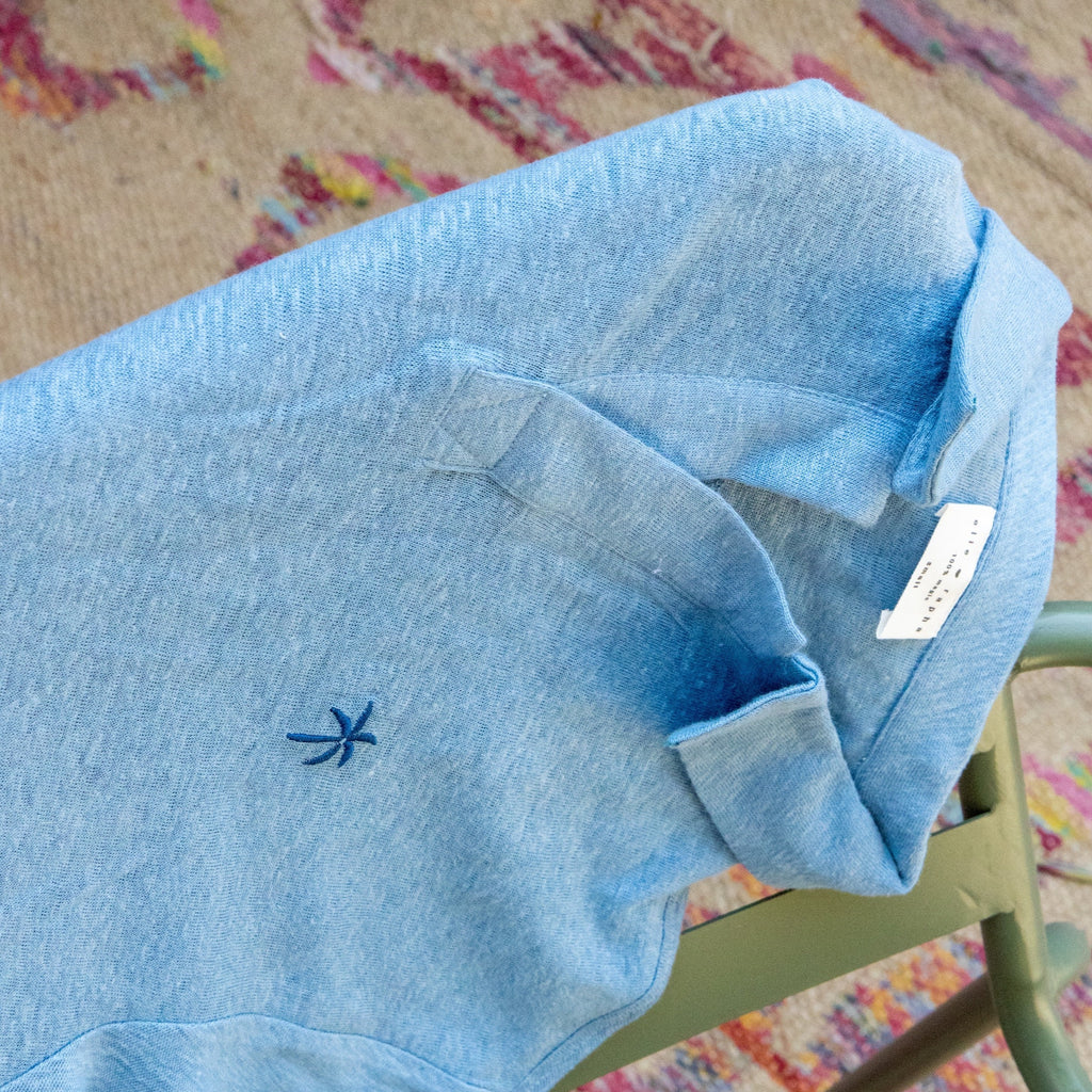 linen polo BLUE PALMTREE