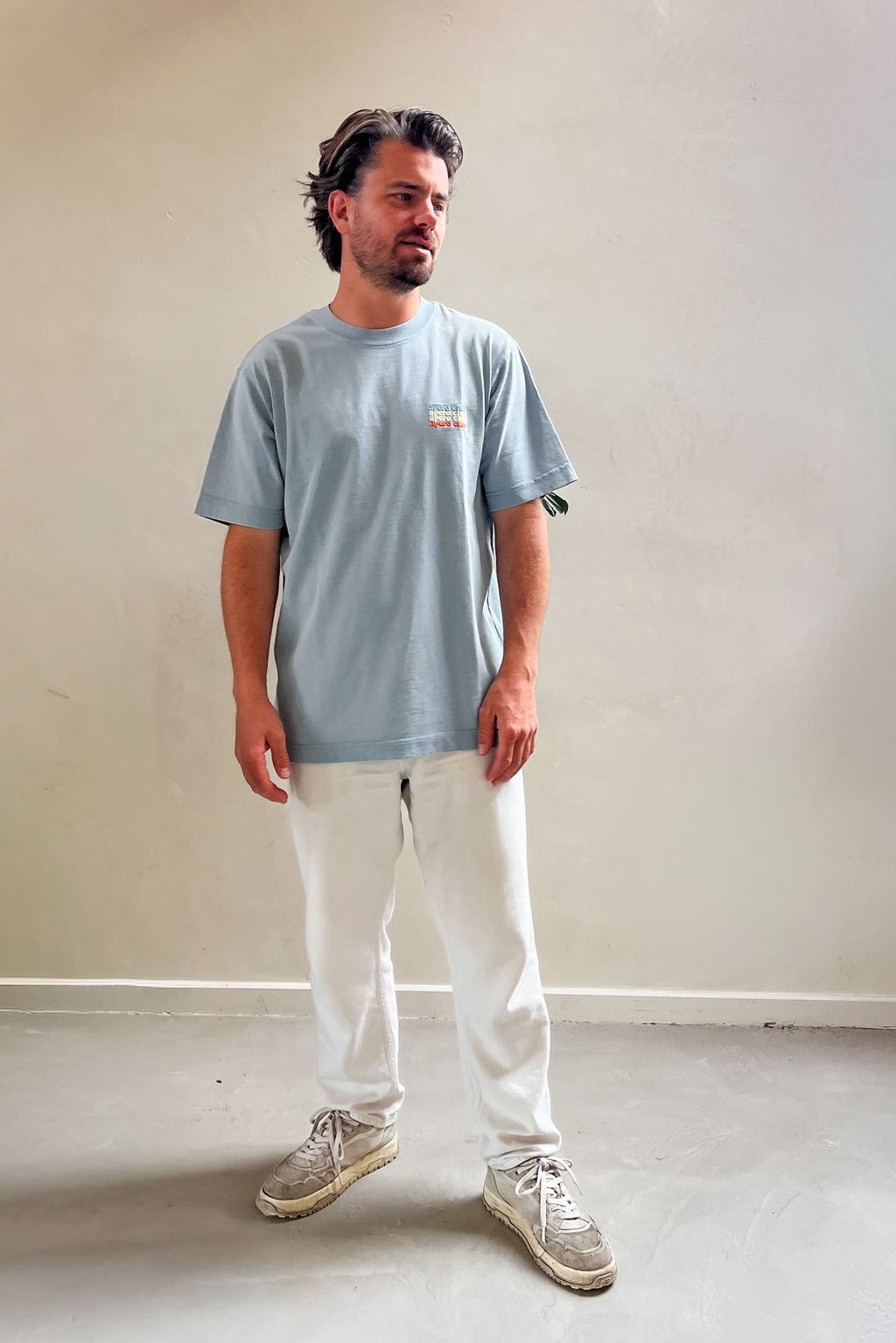 men APERO CLUB washed blue t-shirt (loose fit)