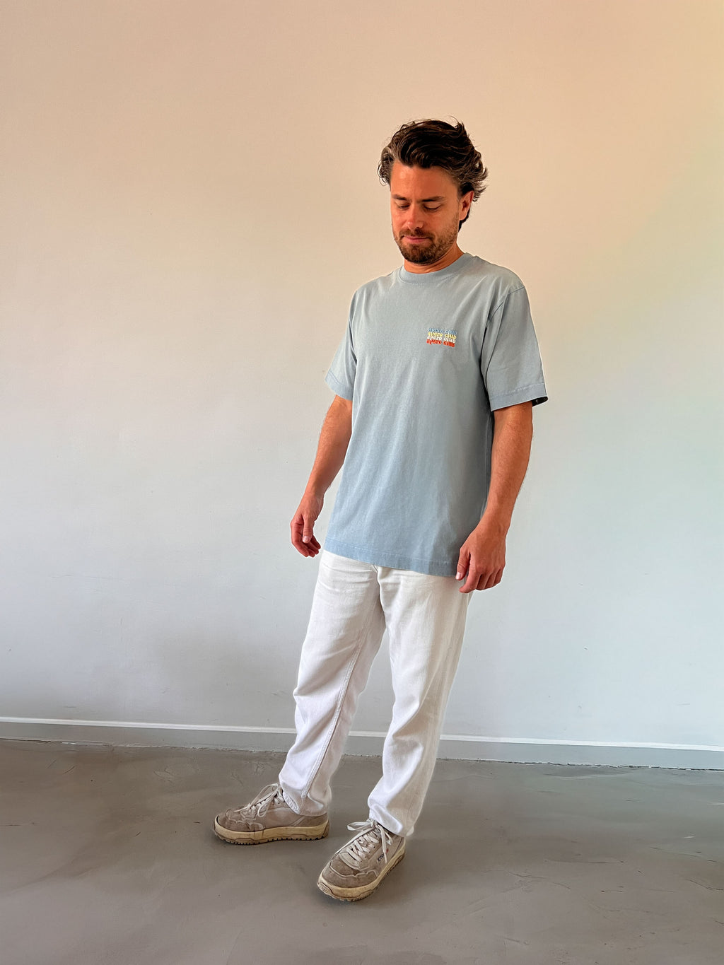 men APERO CLUB washed blue t-shirt (loose fit)
