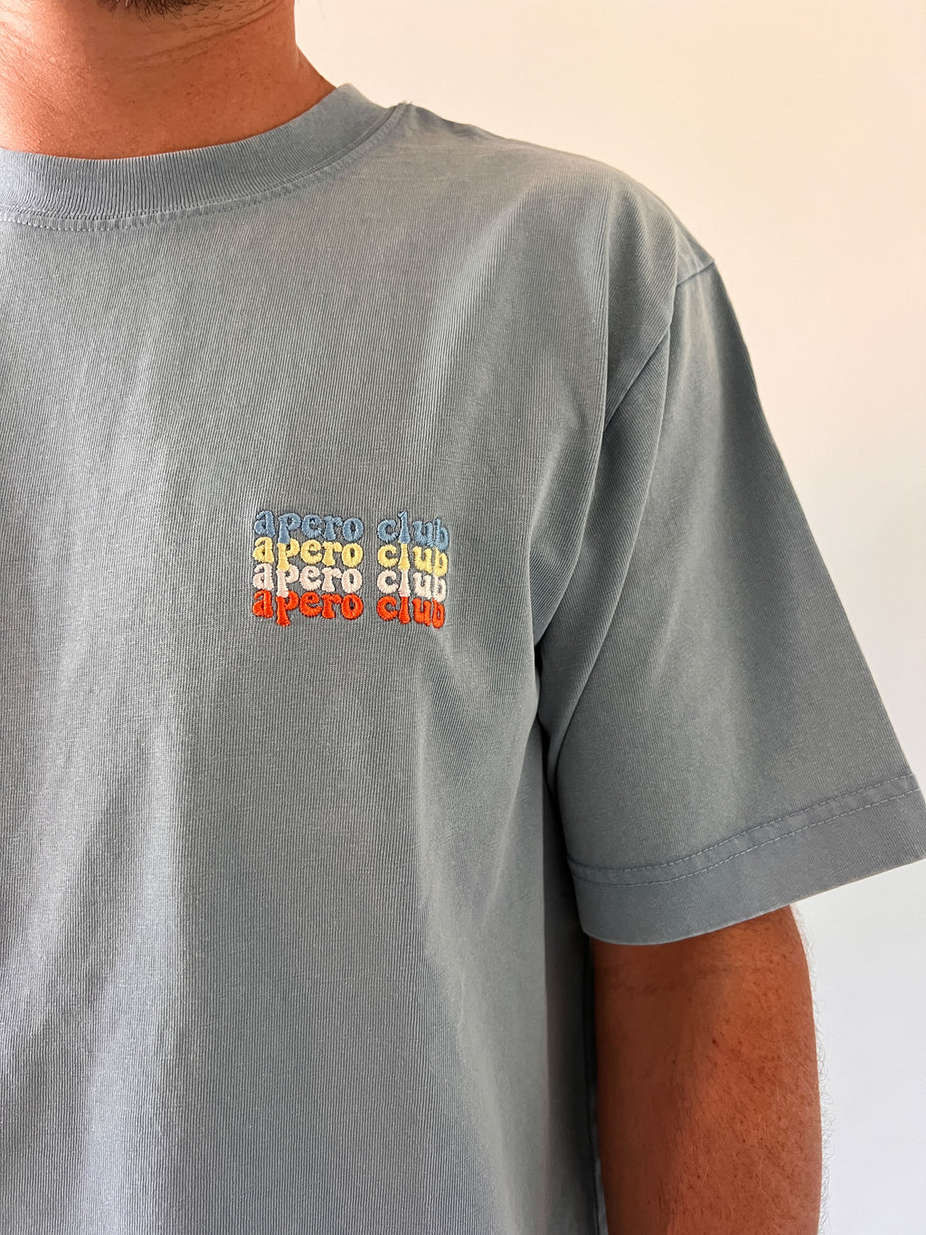 men APERO CLUB washed blue t-shirt (loose fit)