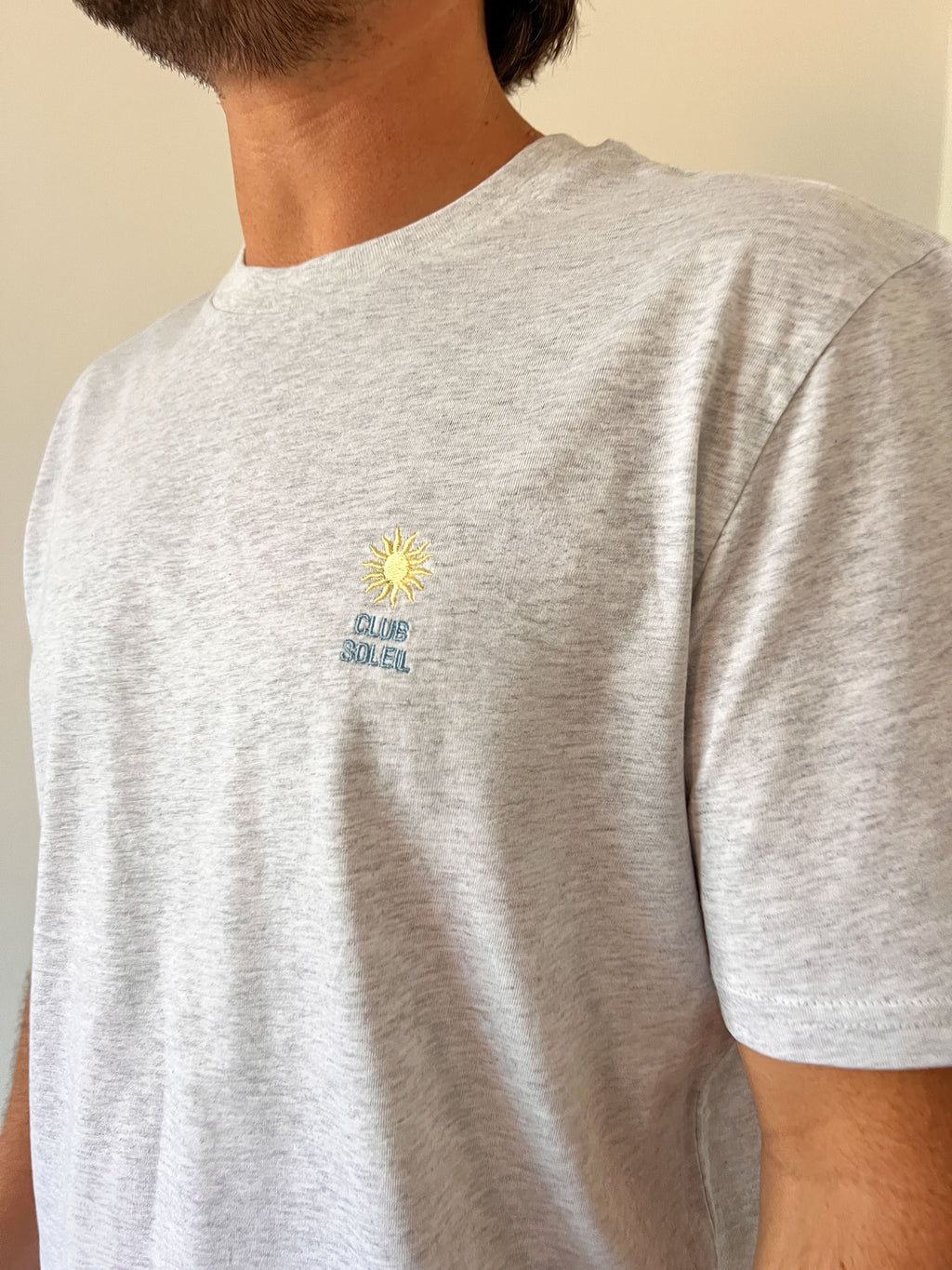 men t-shirt grey CLUB SOLEIL embroidery men