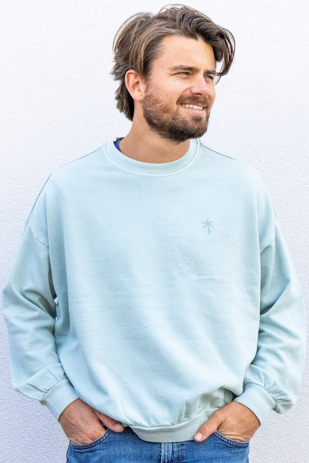 tropical blue PALMTREE loose fit