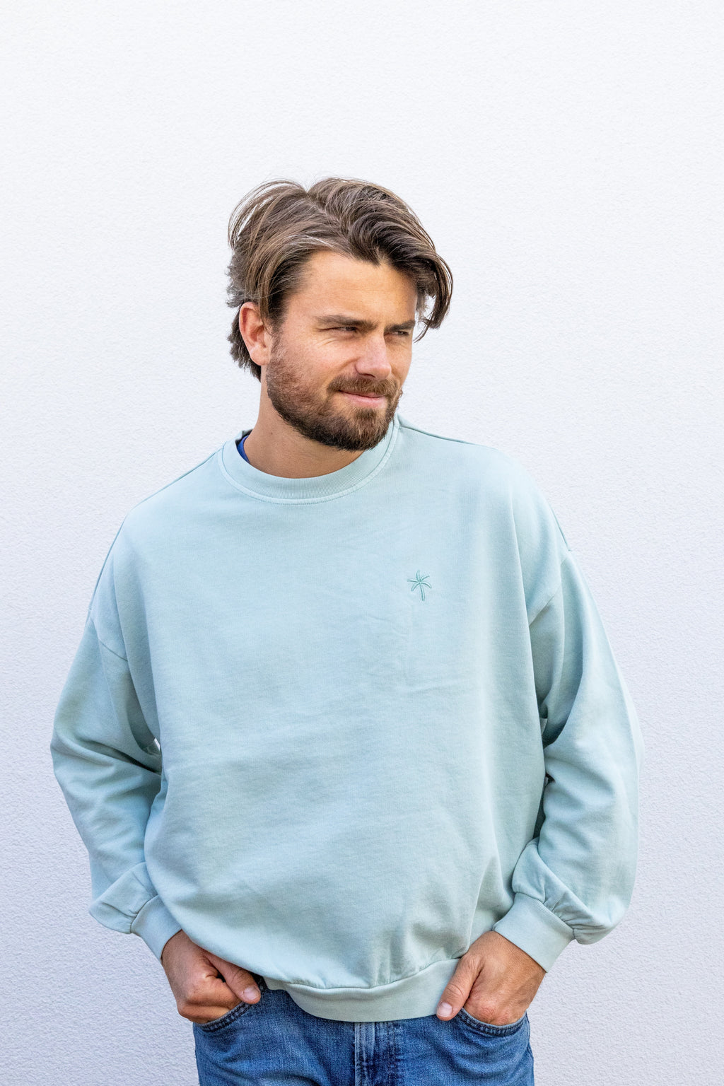 tropical blue PALMTREE loose fit