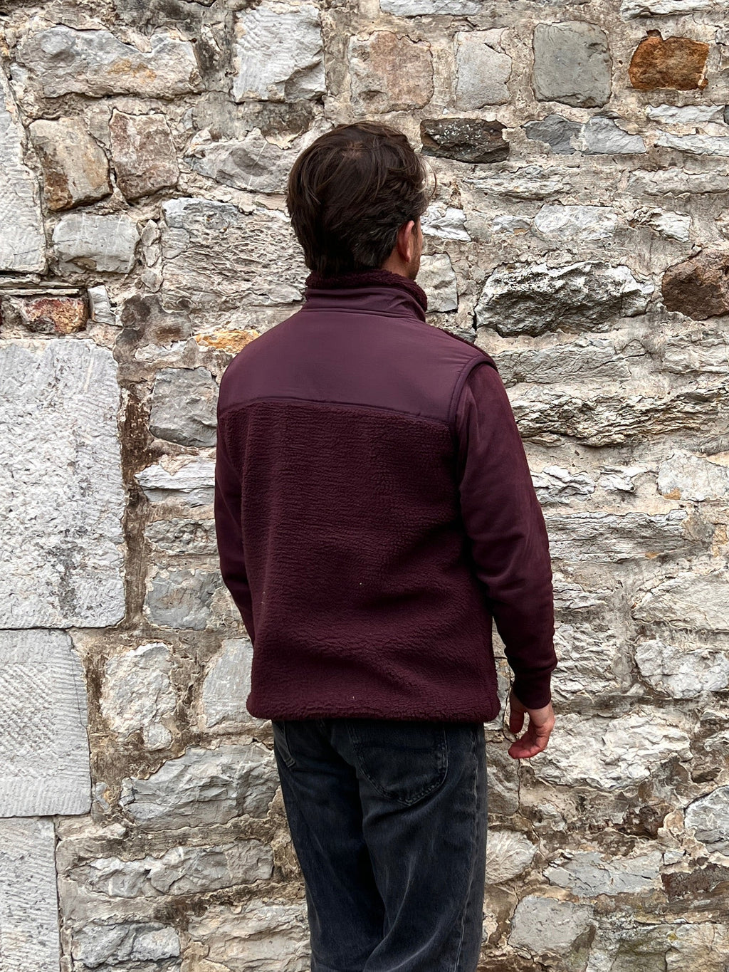 men sleeveless teddy VEST burgundy