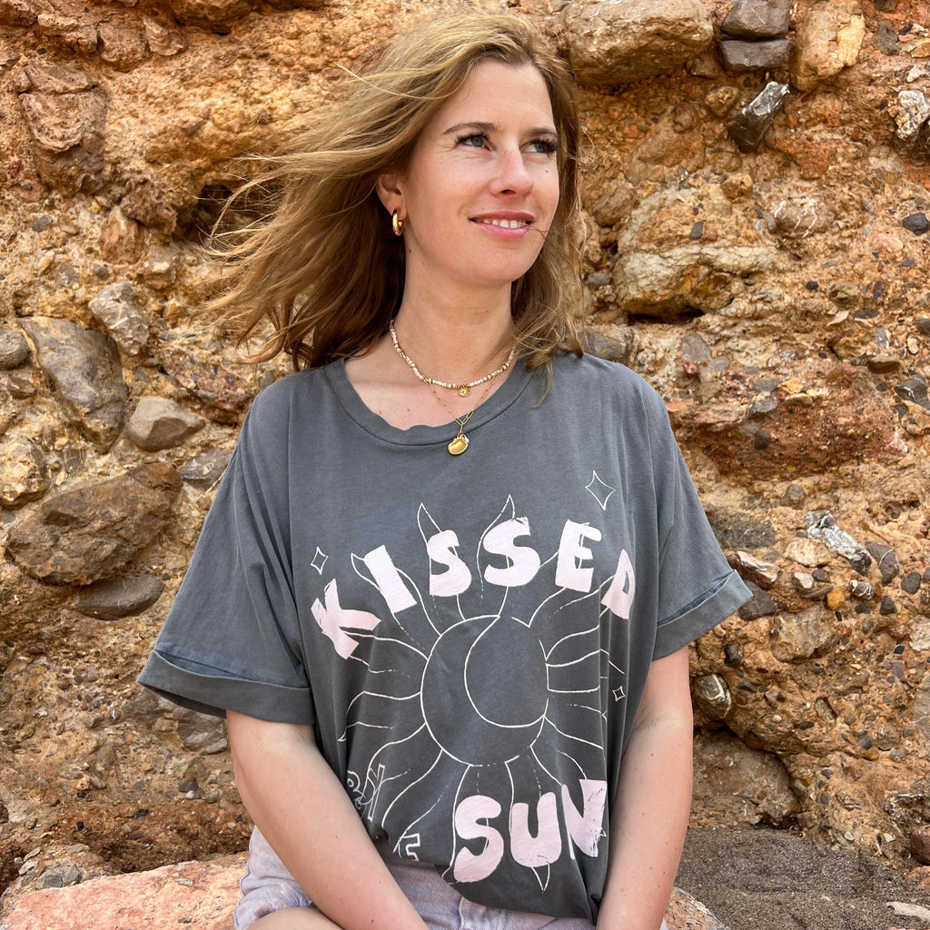 vintage black KISSED BY THE SUN loose fit