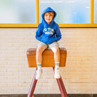 little worker blue TO THE MOON hoodie