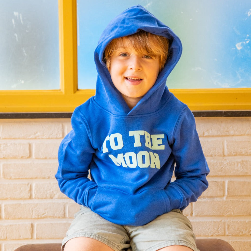 little worker blue TO THE MOON hoodie