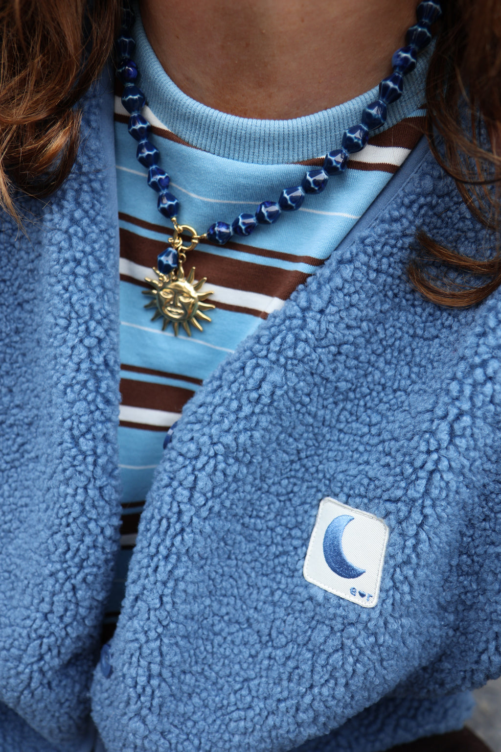 women sleeveless teddy VEST bright blue