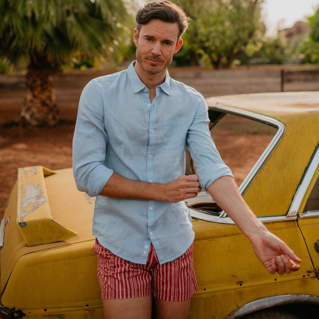 light blue SUNRISE shirt