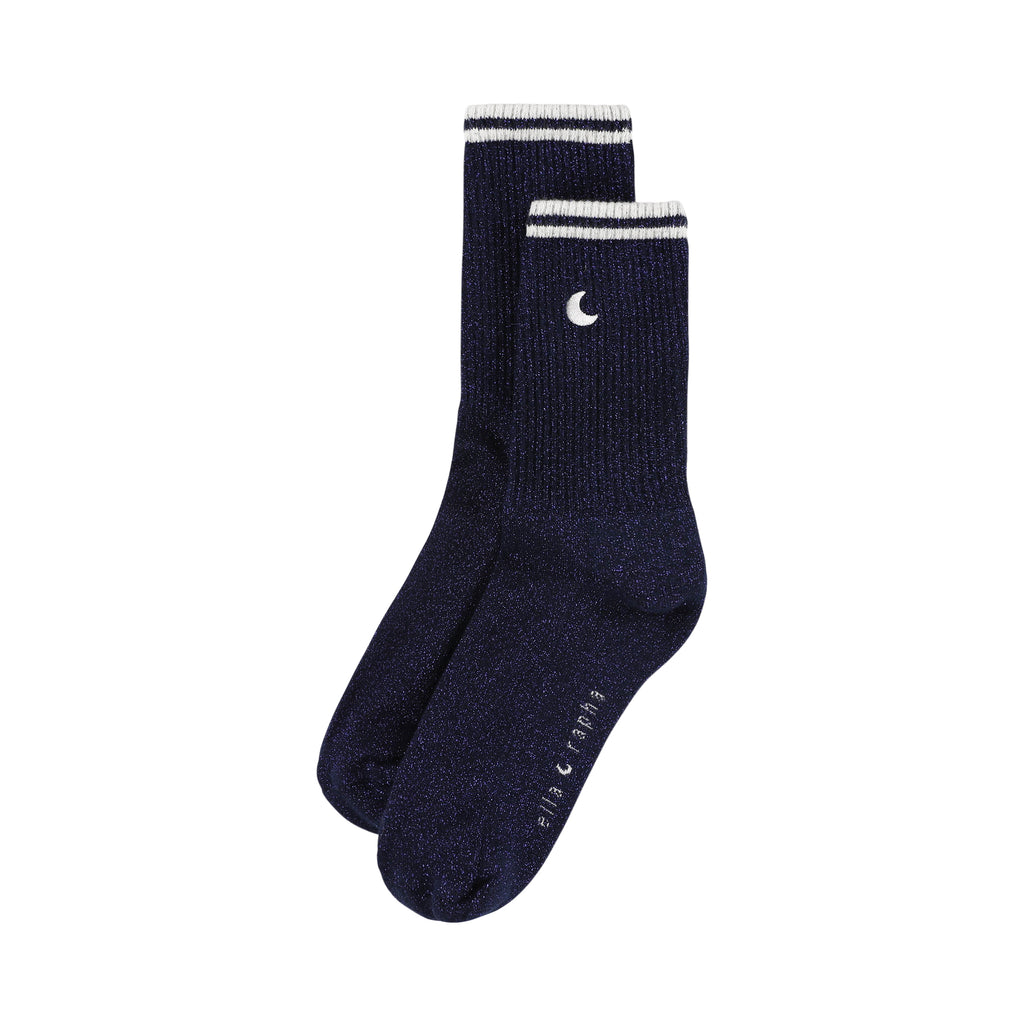 deep blue MOON glitter socks