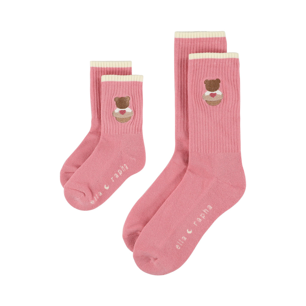 pink TEDDY BEAR kids socks