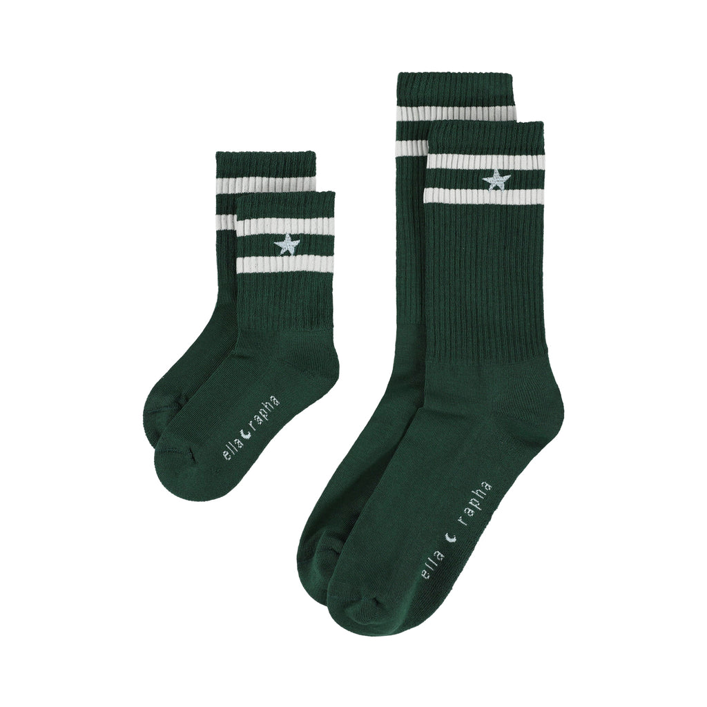 deep green STAR socks kids