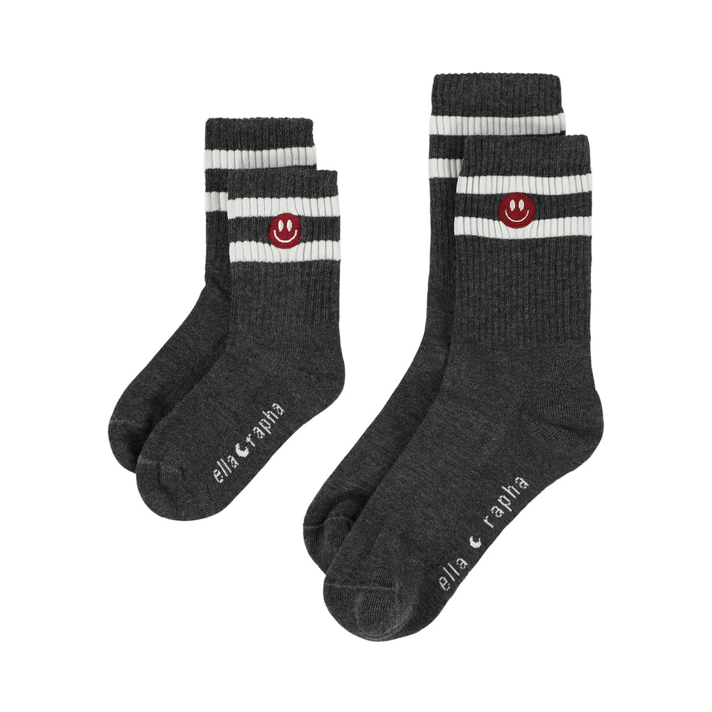 dark grey SMILEY kids socks
