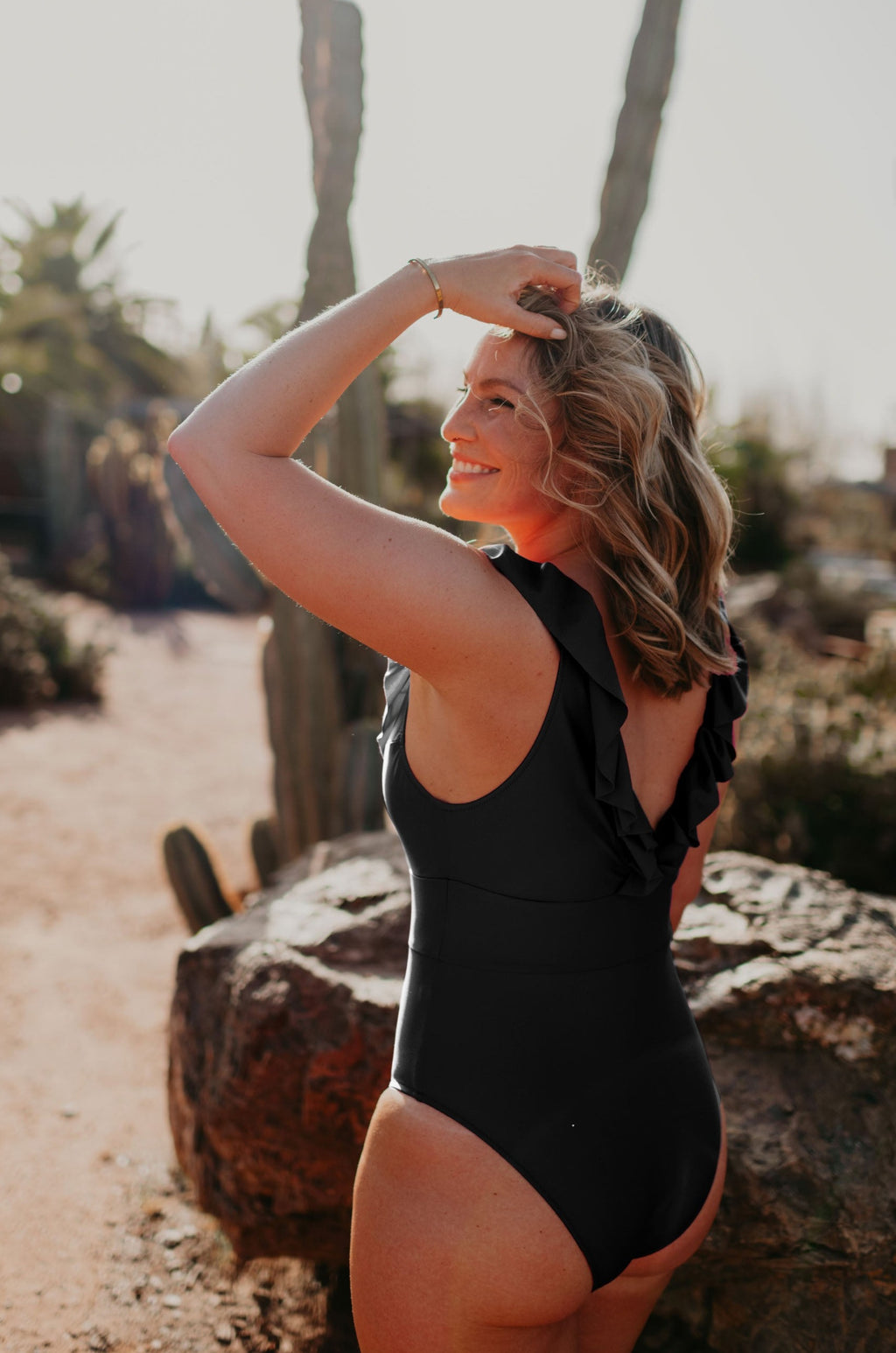 BLACK ruffle bathing suit