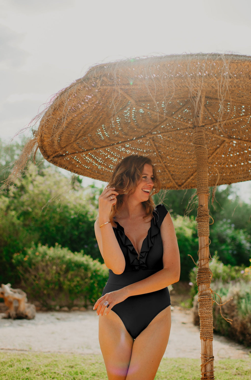 BLACK ruffle bathing suit