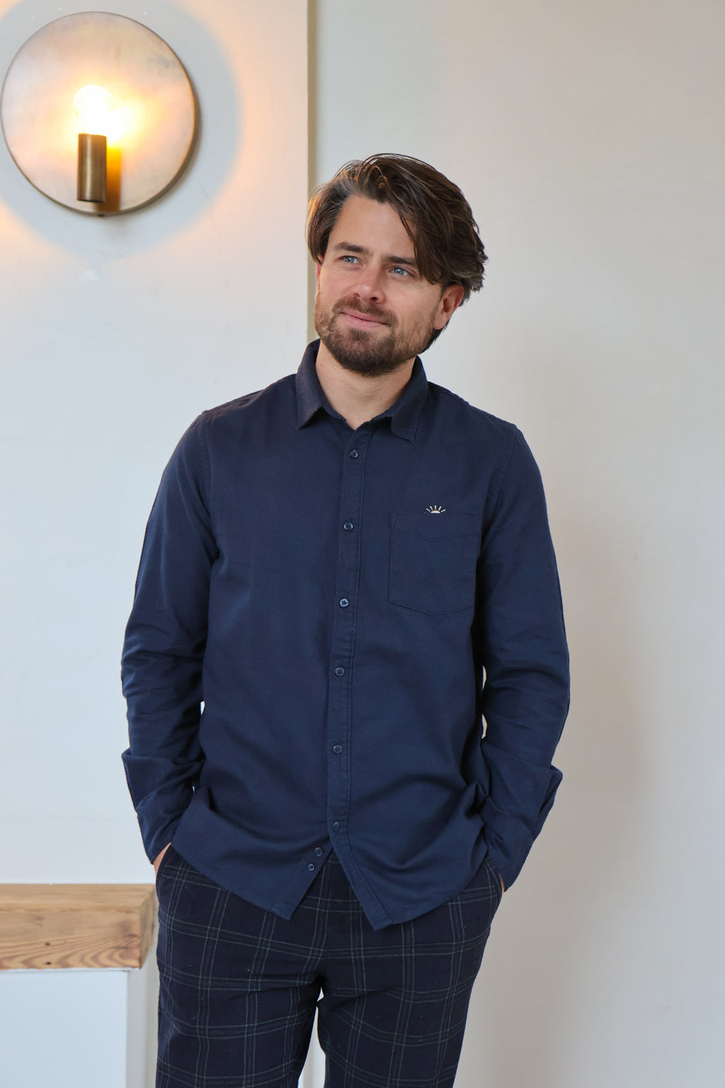 dark blue SUNRISE shirt flannel