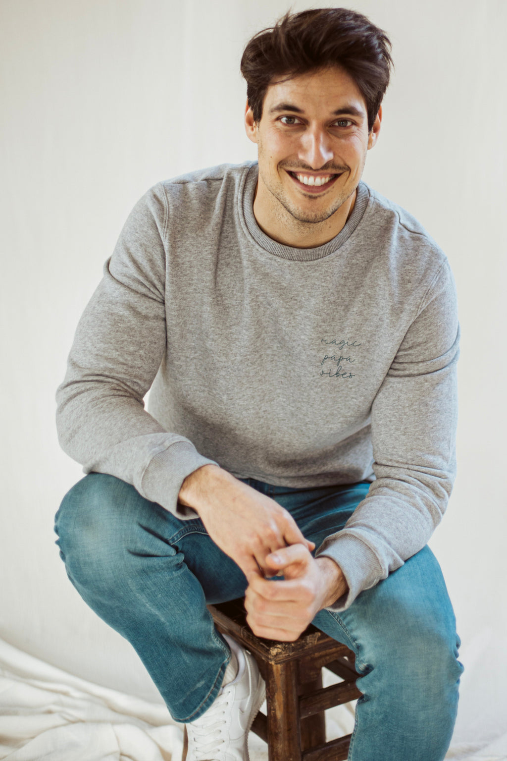 Mightygrey papa magic papa vibes sweatshirt with embroidered text for dads 