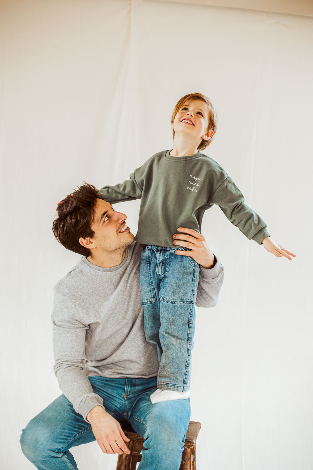 Mightygrey papa magic papa vibes sweatshirt with embroidered text for dads 