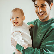 Pine green magic papa vibes sweatshirt with embroidered text for dads