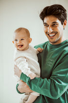 Pine green magic papa vibes sweatshirt with embroidered text for dads
