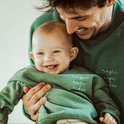 Pine green magic papa vibes sweatshirt with embroidered text for dads