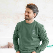 Pine green magic papa vibes sweatshirt with embroidered text for dads
