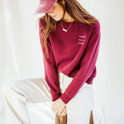 Burgundy magic mama vibes sweatshirt with embroidered text for moms