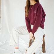Burgundy magic mama vibes sweatshirt with embroidered text for moms